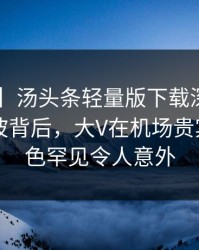 【独家】汤头条轻量版下载深度揭秘：丑闻风波背后，大V在机场贵宾室的角色罕见令人意外