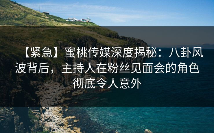 【紧急】蜜桃传媒深度揭秘：八卦风波背后，主持人在粉丝见面会的角色彻底令人意外