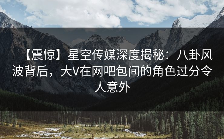 【震惊】星空传媒深度揭秘：八卦风波背后，大V在网吧包间的角色过分令人意外