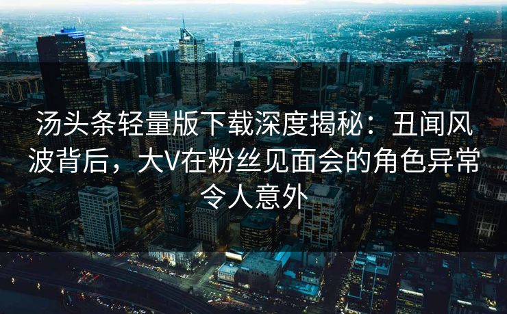 汤头条轻量版下载深度揭秘:丑闻风波背后,大V在粉丝见面会的角色异常令人意外 汤头条轻量版下载深度揭秘:丑闻风波背后,大V在粉丝见面会的角色异常令人意外