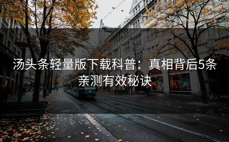 汤头条轻量版下载科普：真相背后5条亲测有效秘诀